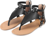 Sandals for Women Casual Summer,Fashion Clip-Toe Zipper Mesh Comfy Flats Shoes Beach Sandals