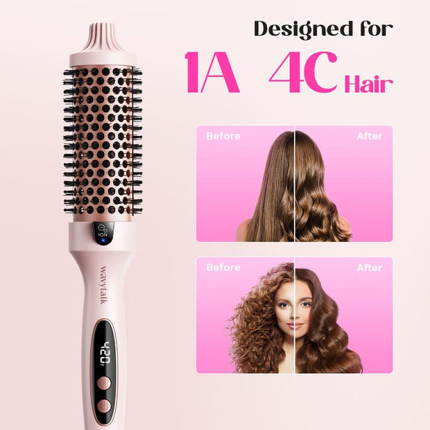 Wavytalk Blowout Boost Ionic Thermal Brush 1 1/2 Inch with LED Display, 300℉-420℉ for Different Hair Types, 120-240V Universal Voltage