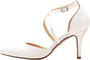 Heels for Women Closed Toe Strappy Pointed High Heel Pumps Satin Pointy Wedding Evening Dress Shoes