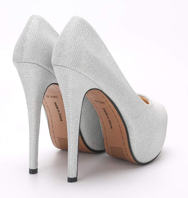 Women'S Platform Slip on High Heels Dress Pumps