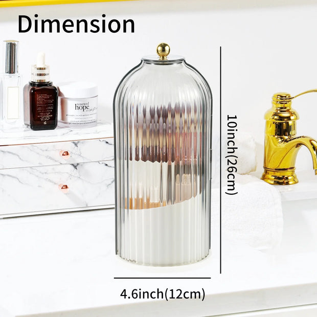 Makeup Brush Holder Organizer with Lid,360 Rotating Clear Dust Proof Makeup Brushes Organizer for Vanity Desktop Bathroom Countertop