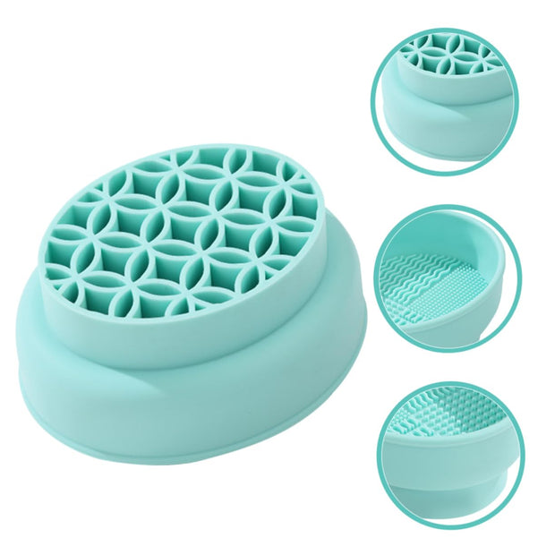 Makeup Tools Cleaning Bowl Brush Cleaner for Women Silicone Makeup Brush Cleaning Bowl Drying Rack Mint Green