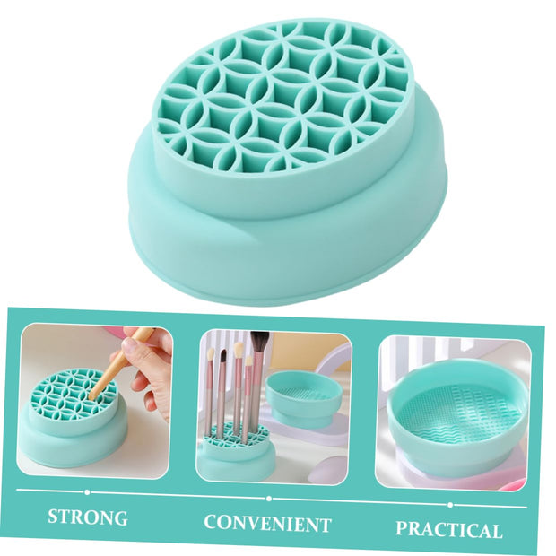 Makeup Tools Cleaning Bowl Brush Cleaner for Women Silicone Makeup Brush Cleaning Bowl Drying Rack Mint Green