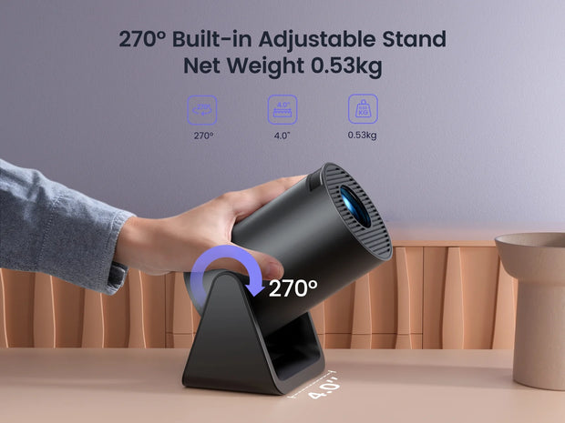 [Auto Keystone Correction] Mini Projector with Wifi Bluetooth, 4K Support, 270° Rotation, 300 ANSI Portable Projector with Android TV, Home Theater Projector for Ios/Android/Tv Stick