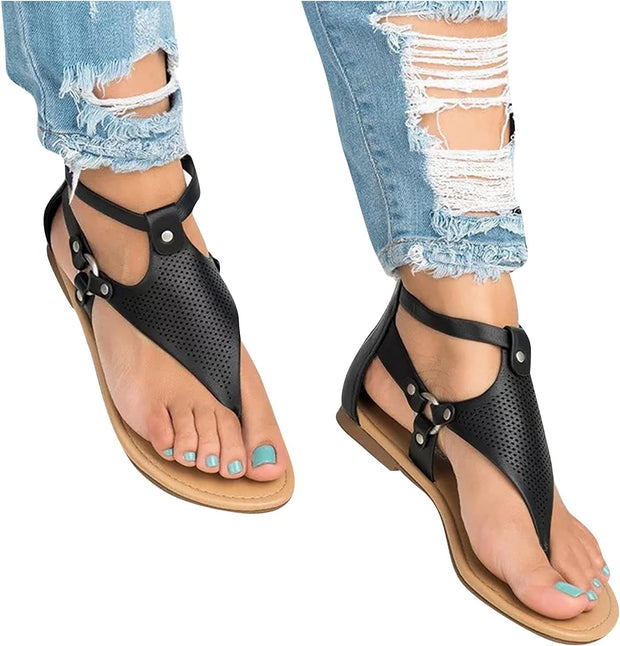 Sandals for Women Casual Summer,Fashion Clip-Toe Zipper Mesh Comfy Flats Shoes Beach Sandals