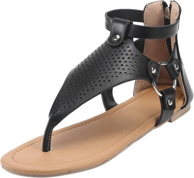 Sandals for Women Casual Summer,Fashion Clip-Toe Zipper Mesh Comfy Flats Shoes Beach Sandals
