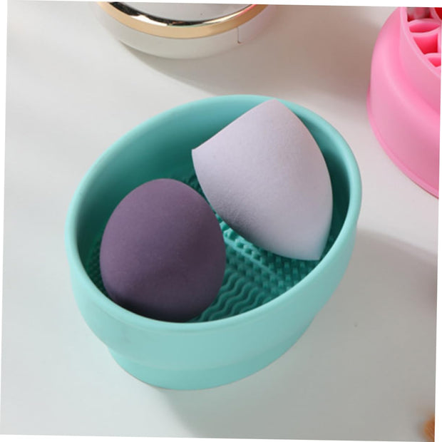 Makeup Tools Cleaning Bowl Brush Cleaner for Women Silicone Makeup Brush Cleaning Bowl Drying Rack Mint Green