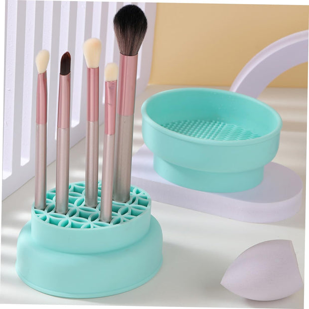 Makeup Tools Cleaning Bowl Brush Cleaner for Women Silicone Makeup Brush Cleaning Bowl Drying Rack Mint Green