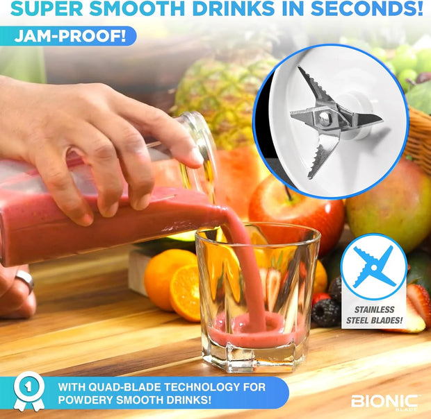 Bionic Blade Smoothie Blender Personal Portable Rechargeable Blender Juicer Protein Mikshake Maker Extra Travel Bottle