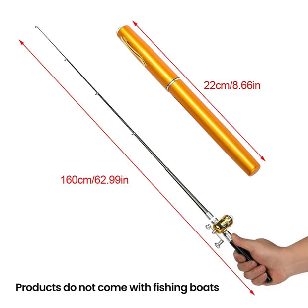 AB91-1.6M Portable Pocket Telescopic Mini Fishing Pole Pen Shape Folded Fishing Rod without Reel