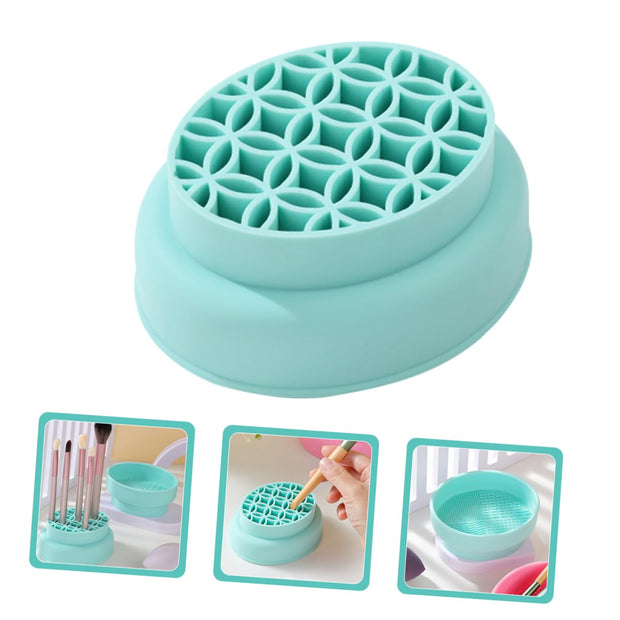 Makeup Tools Cleaning Bowl Brush Cleaner for Women Silicone Makeup Brush Cleaning Bowl Drying Rack Mint Green