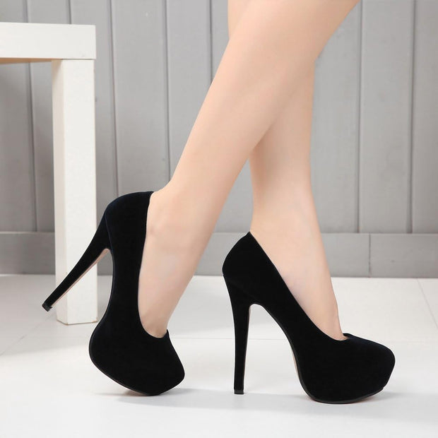 Women'S Platform Slip on High Heels Dress Pumps