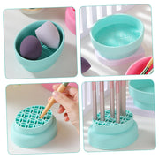 Makeup Tools Cleaning Bowl Brush Cleaner for Women Silicone Makeup Brush Cleaning Bowl Drying Rack Mint Green