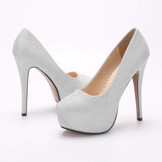 Women'S Platform Slip on High Heels Dress Pumps