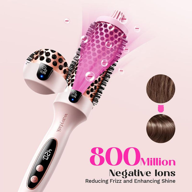 Wavytalk Blowout Boost Ionic Thermal Brush 1 1/2 Inch with LED Display, 300℉-420℉ for Different Hair Types, 120-240V Universal Voltage