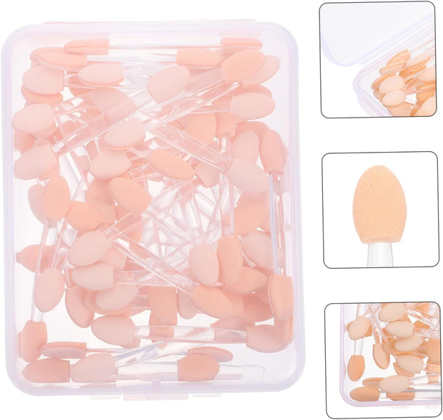 Makeup Brushes Kit 50Pcs Plastic Eye Shadow Sticks Eyeshadow Alicator Sponge Tip Easy Application for Artists