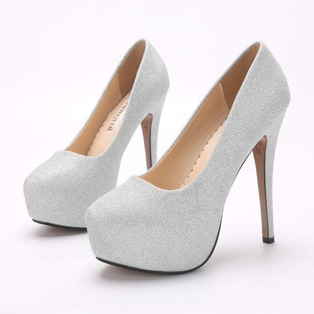 Women'S Platform Slip on High Heels Dress Pumps