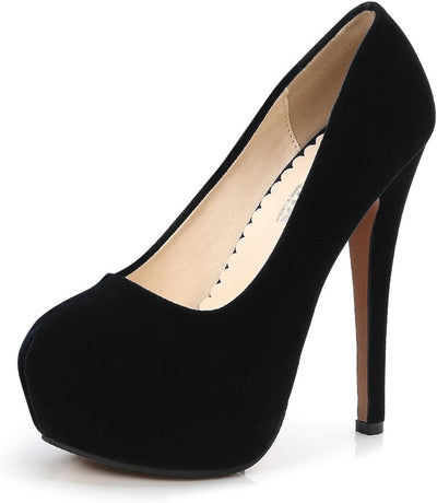 Women'S Platform Slip on High Heels Dress Pumps
