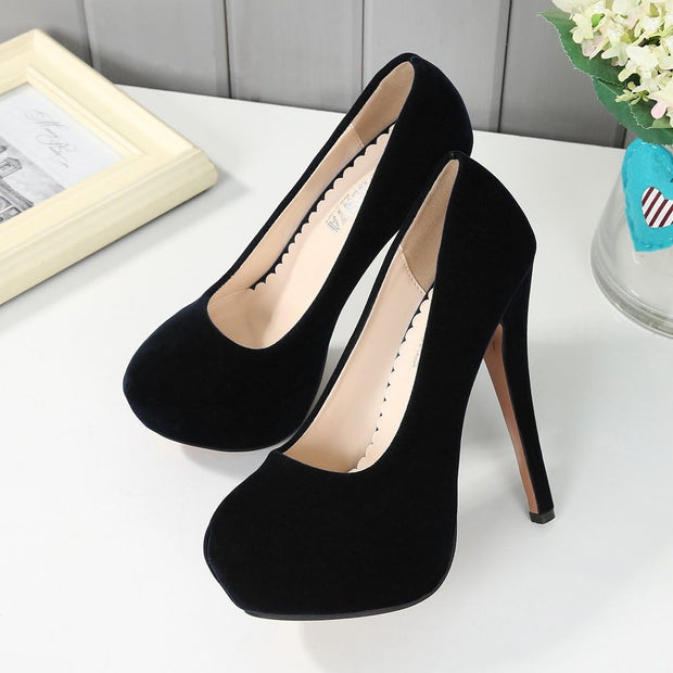 Women'S Platform Slip on High Heels Dress Pumps